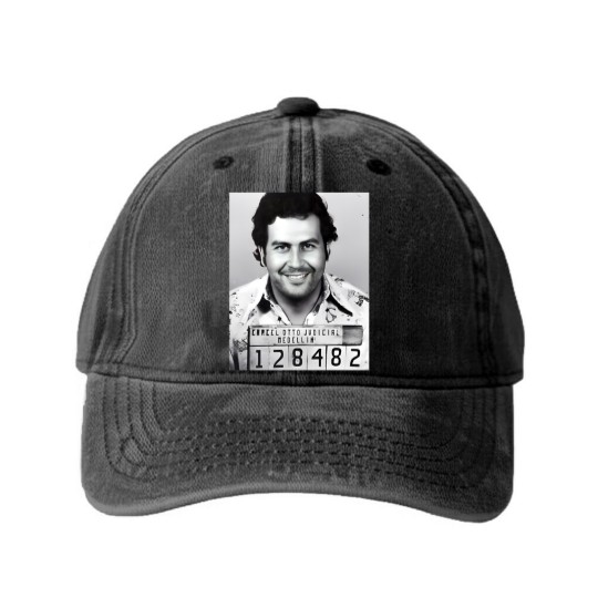 Discover Pablo Escobar Mugshot Premium Washed Denim Baseball Caps