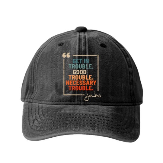 Discover Get in Good Necessary Trouble John Lewis Washed Denim Baseball Caps