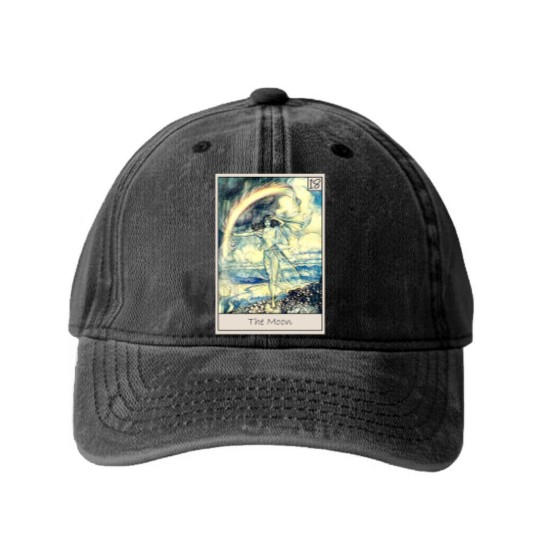 Discover Tarot - The Moon - Tarot - Washed Denim Baseball Caps