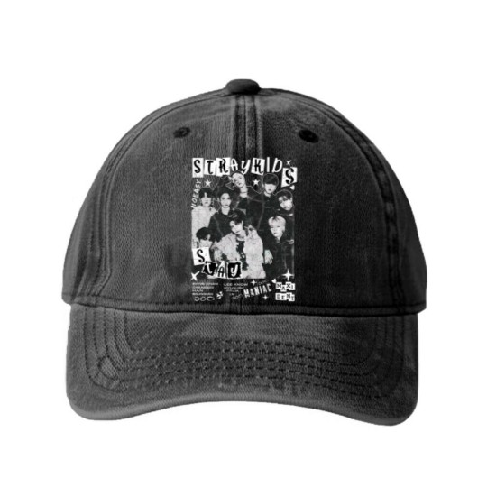 Discover Vintage Stray Kids World Tour 2025 Comfort Color Washed Denim Baseball Caps Maniac Kpop Concert Fan Made 2025 Washed Denim Baseball Caps