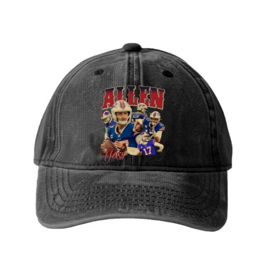 Discover Josh Allen Washed Denim Baseball Caps, American Football MVP Player