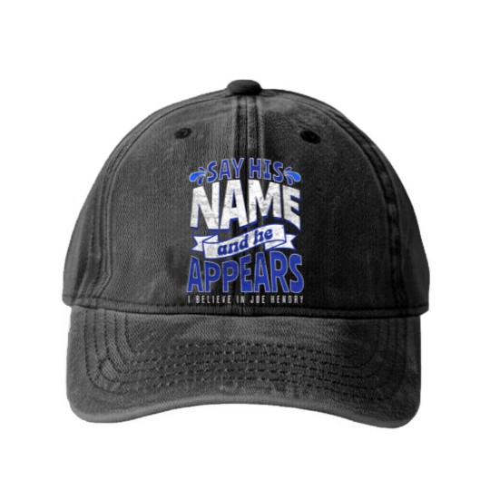 Discover Joe Hendry Say His Name Washed Denim Baseball Caps - Funny Wrestling Graphic Inspired by Joe Hendry for Fans