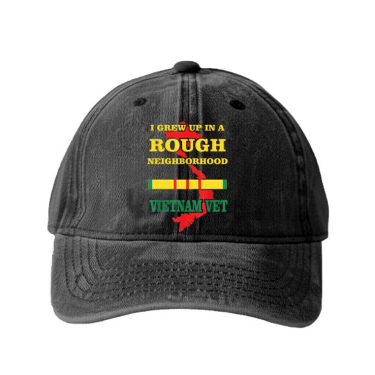 Discover Vietnam Veteran Washed Denim Baseball Caps I grew up in a rough Washed Denim Baseball Caps
