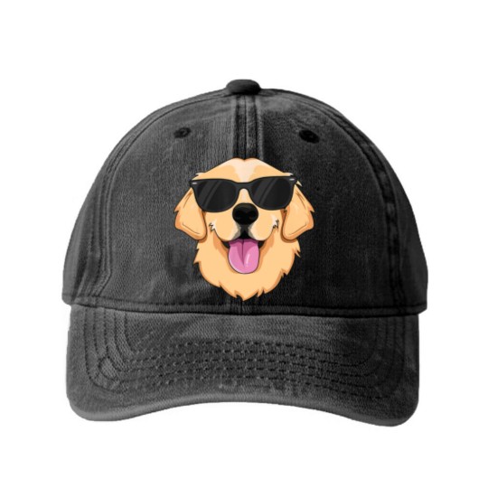 Discover Golden Retriever for Boys Girls Sunglasses Washed Denim Baseball Caps Washed Denim Baseball Caps