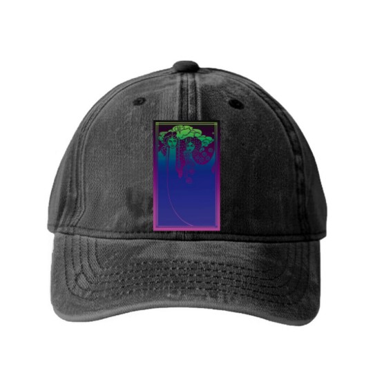 Discover Art Nouveau Ladies (blue on purple) - Art Nouveau - Washed Denim Baseball Caps