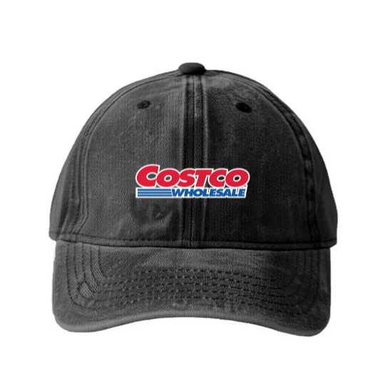 Discover Costco Wholesale Washed Denim Baseball Caps Heavy Cotton Washed Denim Baseball Caps Logo Merch Gift Apparel Shopping Gear