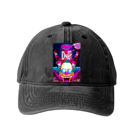 Discover Krusty the Clown Washed Denim Baseball Caps, Duff Beer Washed Denim Baseball Caps Washed Denim Baseball Caps, Simpson Washed Denim Baseball Caps