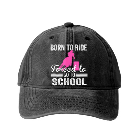 Discover Born Ride Horse Forced To Go To School Funny Barre Washed Denim Baseball Caps