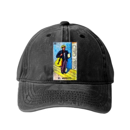 Discover El Musico Mexican Loteria Bingo Card Washed Denim Baseball Caps