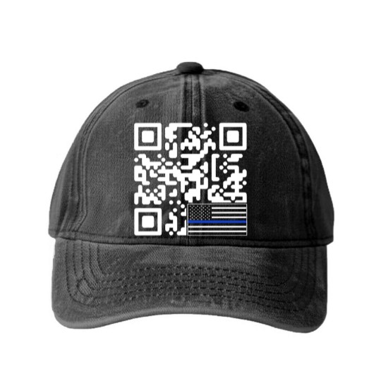 Discover BACK Print - Police Flag Trump Dance QR Code Comfort Colors Washed Denim Baseball Caps,  Republican Washed Denim Baseball Caps