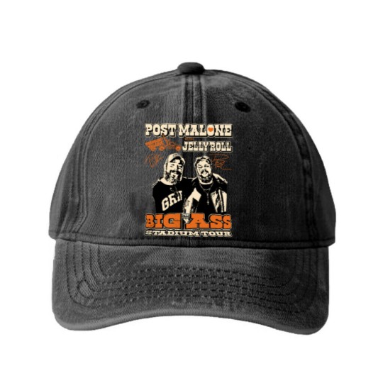 Discover Post Malone Jelly Roll Concert Tour Washed Denim Baseball Caps Posty Beautifully Broken Rapper