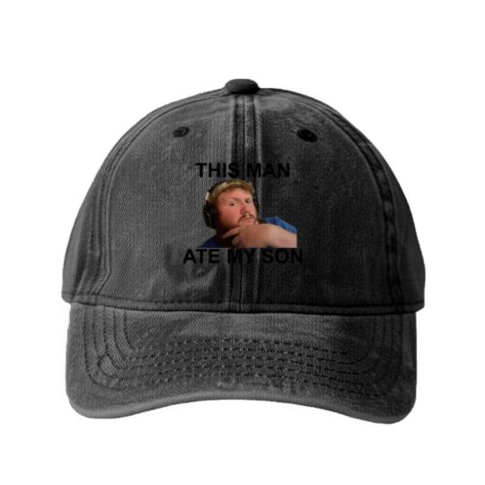 Discover Caseoh This man ate my son funny meme Washed Denim Baseball Caps