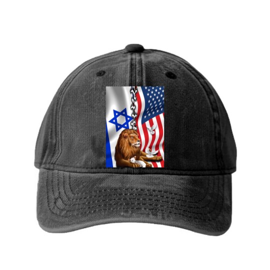 Discover American Israel Israeli Flag, Lion Of Judah American Israeli Flag Washed Denim Baseball Caps