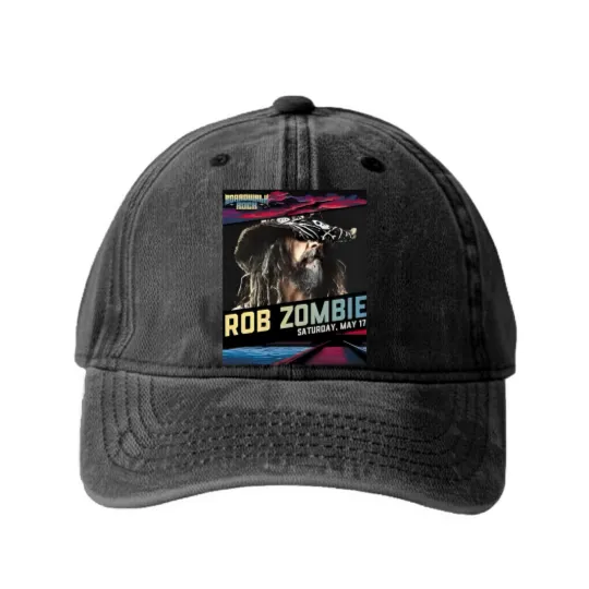 Discover Rob Zombie Boardwalk Rock At Ocean City MD On May 17-18-2025 Washed Denim Baseball Caps