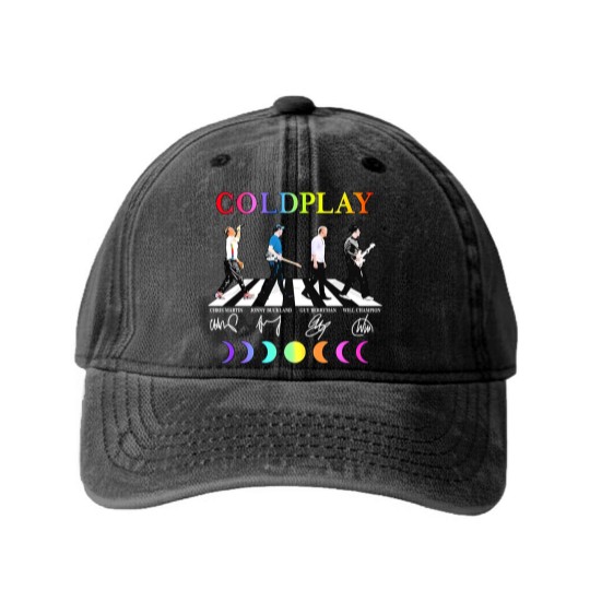 Discover Coldplay Band Washed Denim Baseball Caps Round
