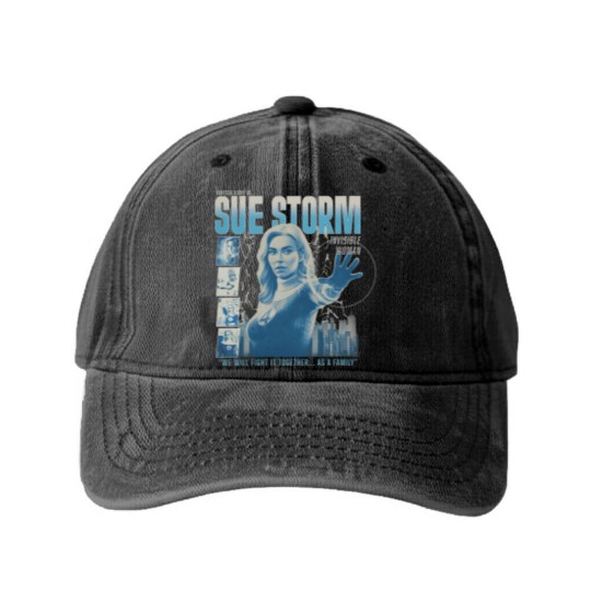 Discover Vintage Sue Storm File Invisible Woman Washed Denim Baseball Caps, Fantastic Four First Steps Washed Denim Baseball Caps