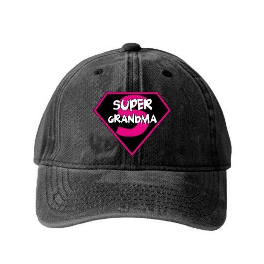 Discover Super Grandma Washed Denim Baseball Caps