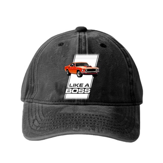 Discover 1969  boss 429   like a boss Washed Denim Baseball Caps
