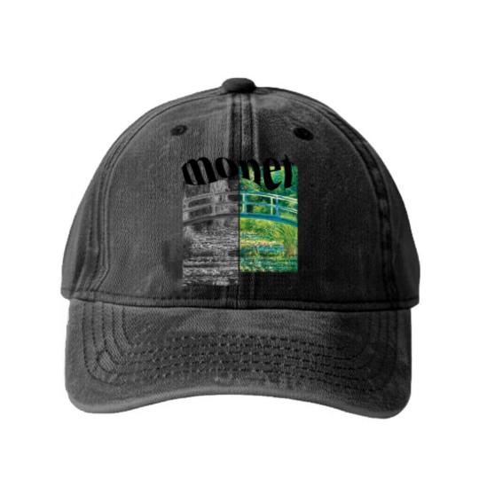 Discover Claude Monet Washed Denim Baseball Caps, Minimalist Art, The Water-Lily Pond Washed Denim Baseball Caps