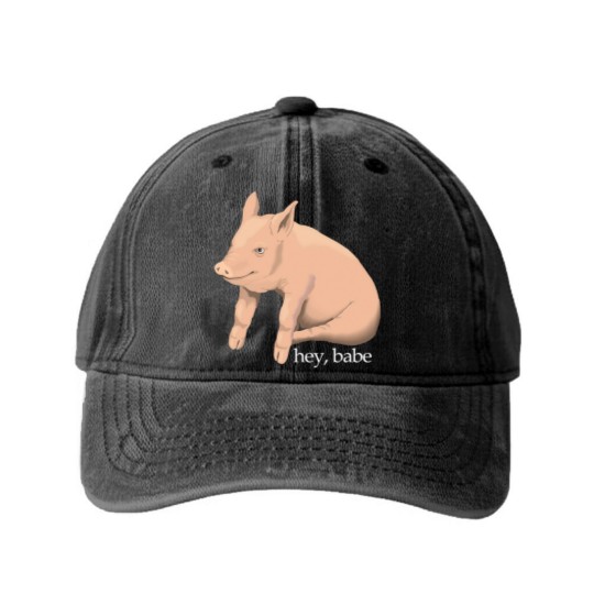 Discover Hey Babe Cute Pig Pun Washed Denim Baseball Caps