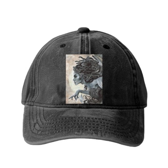 Discover Medusa Graphic Washed Denim Baseball Caps