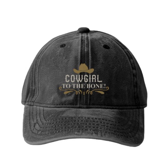 Discover Cowgirl - Cowgirl to the bone! Washed Denim Baseball Caps