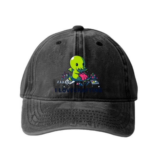 Discover I Lovecrafting Washed Denim Baseball Caps