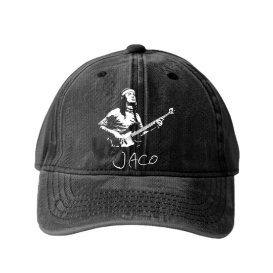 Discover Jaco Pastorius Jazz Musician Guitarist Washed Denim Baseball Caps
