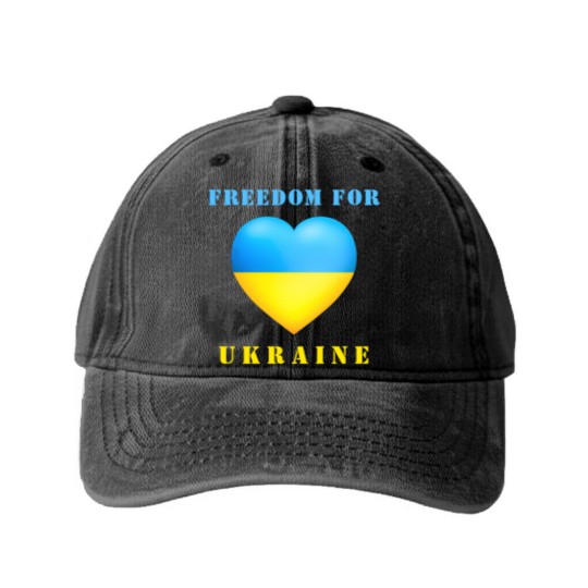 Discover Freedom For Ukraine Support  - Ukraine Flag Washed Denim Baseball Caps