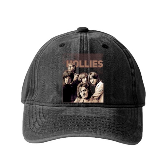 Discover The Hollies  Band Brown Vintage Washed Denim Baseball Caps