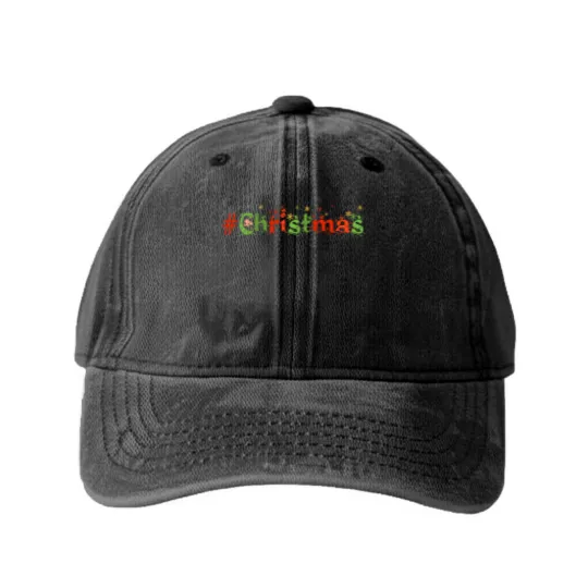 Discover Hashtag Christmas Washed Denim Baseball Caps, Christmas Washed Denim Baseball Caps Gift Washed Denim Baseball Caps