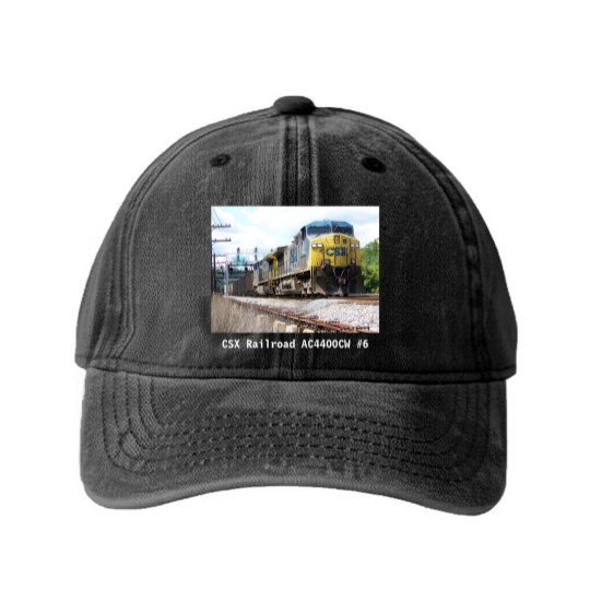 Discover CSX Railroad AC4400CW #6 With a Coal Train Black Washed Denim Baseball Caps
