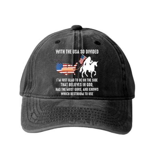 Discover with the usa so divided i'm just glad to be on the side Washed Denim Baseball Caps