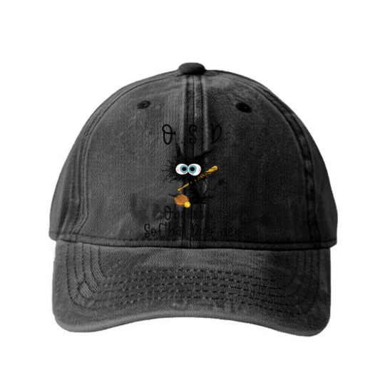 Discover Funny Black Cat Softball - O.S.D Obsessive Softbal Washed Denim Baseball Caps
