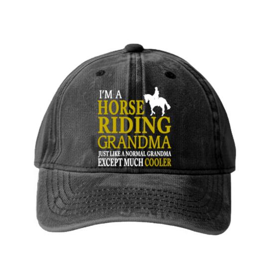 Discover I'm A Horse Riding Grandma Washed Denim Baseball Caps