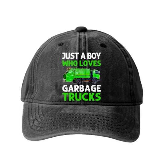 Discover Just A Boy Who Loves Garbage Trucks Washed Denim Baseball Caps