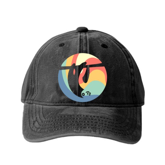 Discover Sloth Vintage Circle Washed Denim Baseball Caps