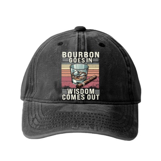 Discover Bourbon For Men Bourbon Goes In Wisdom Comes Out, Bourbon Washed Denim Baseball Caps, Bourbon Lover, Bourbon Whiskey, Bourbon Bottle, Bourbon Gift, Bourbon Drinker Washed Denim Baseball Caps