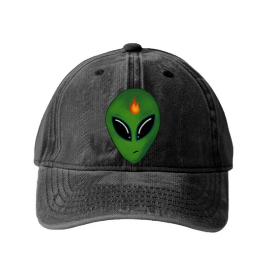 Discover Inciteful Alien Head Washed Denim Baseball Caps