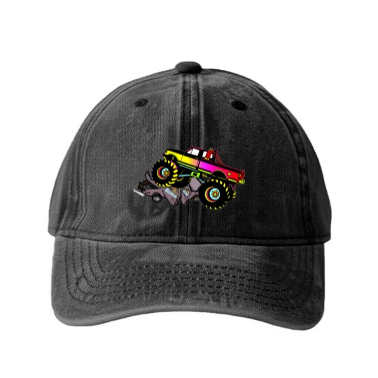 Discover Monster Truck Washed Denim Baseball Caps