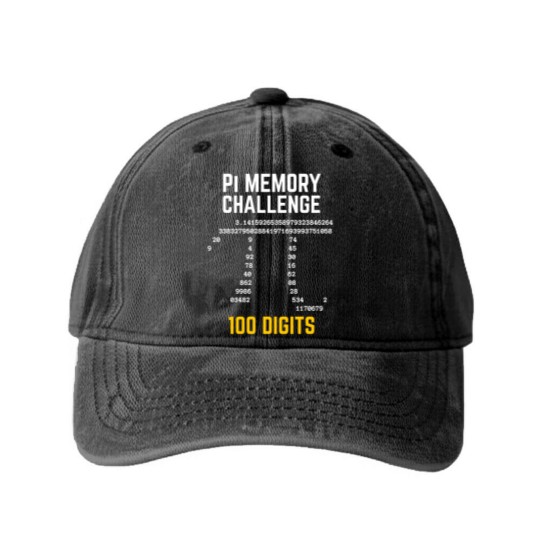 Discover 100 Digits of Pi Memory Challenge - Pi Day Washed Denim Baseball Caps