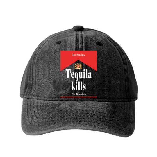 Discover Los Sundays Tequila Kills the Boredom Washed Denim Baseball Caps