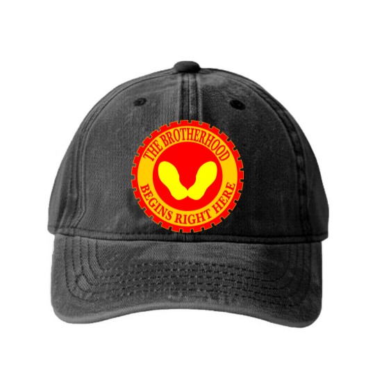 Discover The Brotherhood Begins Right Here Yellow Footprint Washed Denim Baseball Caps