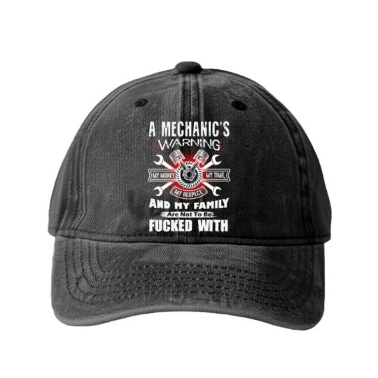 Discover Mechanic's Warning Washed Denim Baseball Caps