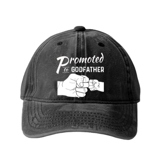 Discover Promoted To Godfather Washed Denim Baseball Caps