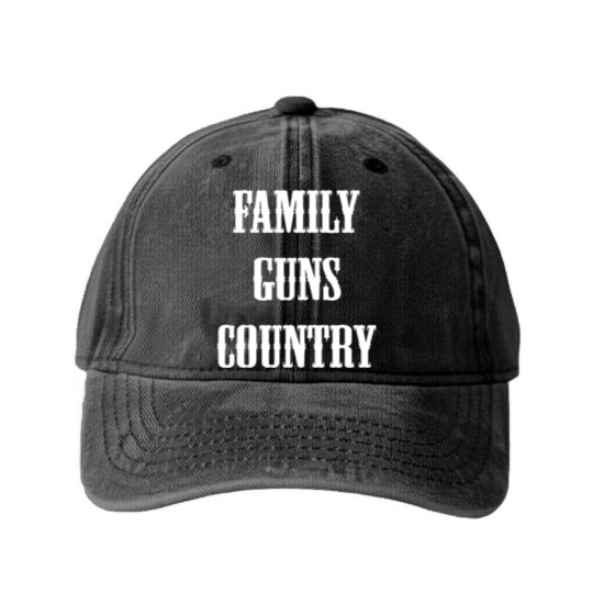 Discover Family, guns, country funny saying sarcast Washed Denim Baseball Caps