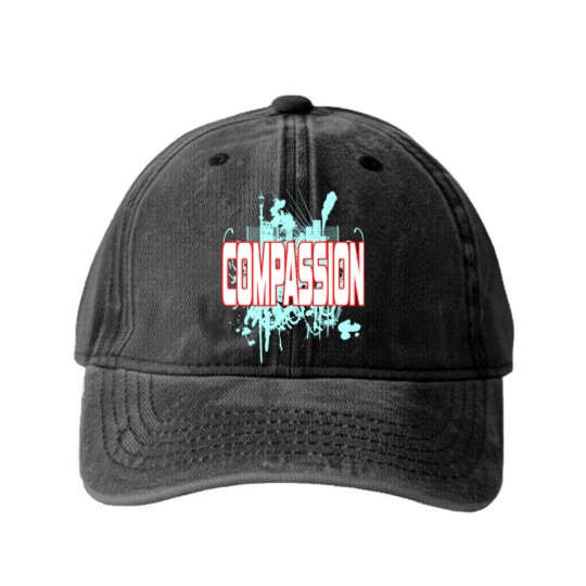 Discover Inspirational Compassion Washed Denim Baseball Caps Designs COMPASSION Washed Denim Baseball Caps