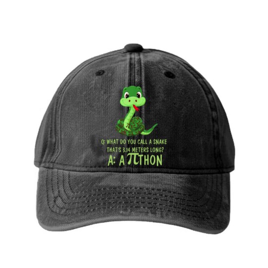 Discover Python Pithon Pi Symbol Happy Pi Day Washed Denim Baseball Caps Math