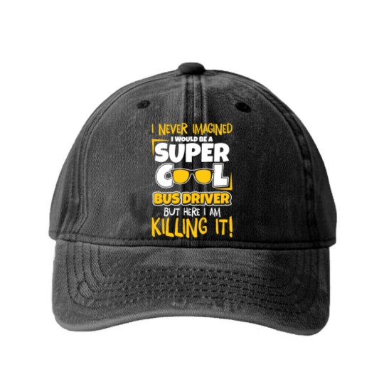 Discover Bus Driver Bus Driver Gifts Bus School Bus Washed Denim Baseball Caps