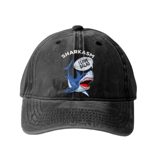 Discover Sarcastic Shark Humor Meat Lover Marine Biology Washed Denim Baseball Caps